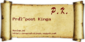 Prépost Kinga névjegykártya