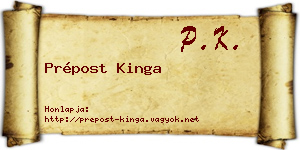 Prépost Kinga névjegykártya